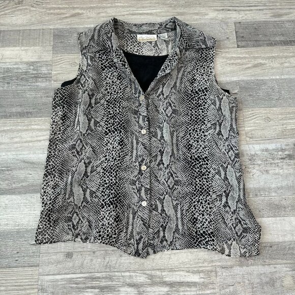 New York City Design Co. Tops - New York City Co. 100% Silk Lined Snakeskin Print Sleeveless Top Size Medium D4